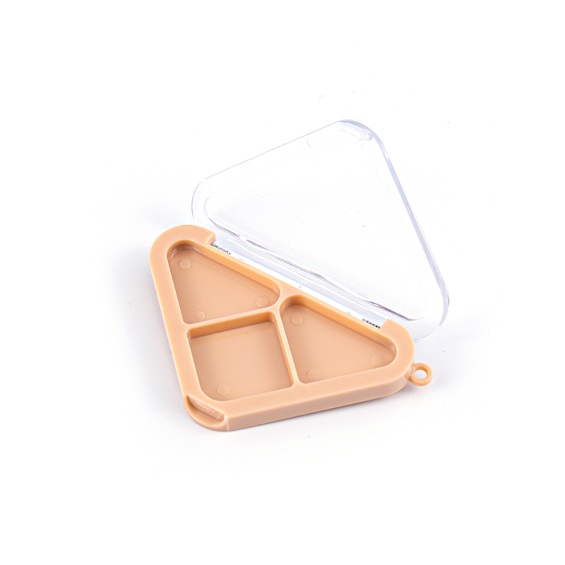 2512-3 Portable Triangle Three Compartment Mini Eyeshadow Palette with Multiple Colors