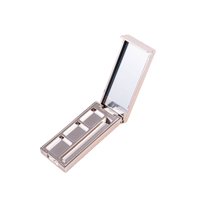 2503-3 Three-slot square mirror-covered painted electroplated high-grade eyebrow powder box
